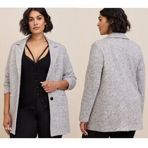 TORRID Studio Double Knit Boyfriend Blazer Longline NWT 6 6X Stretch Heathered